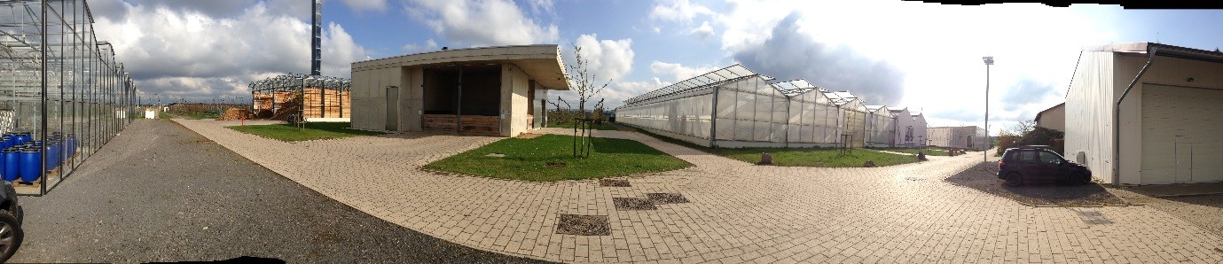 Vista de la instalación de biomasa que provee calor para invernaderos en la región de Bonn